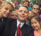 Principal selfie with students